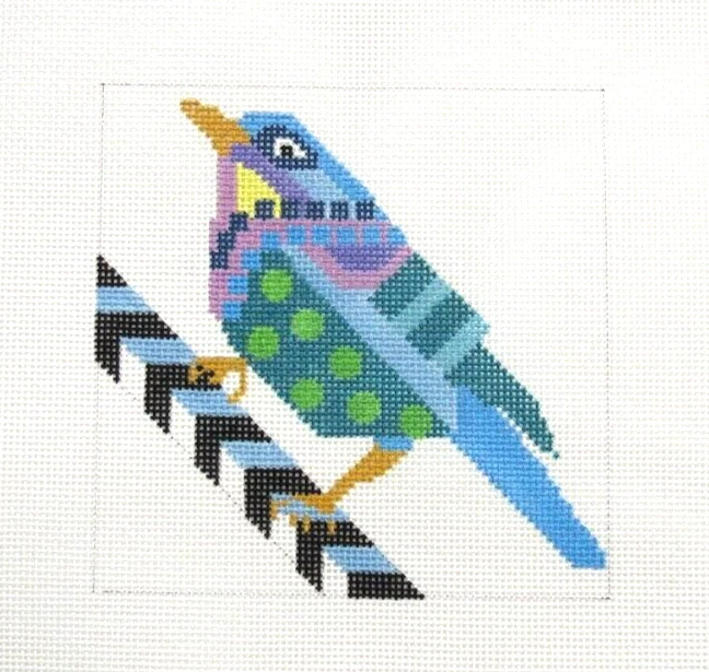 Melissa Prince Abstract Birdy Bunch Cece Bird Handpainted Needlepoint Canvas - Image 1 of 1