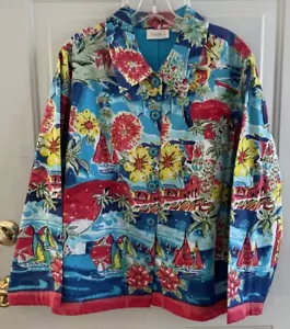 Studio Works Woman Cruise Boats ColorfulSequin&Beads Colorful Jacket 1X Preowned - Picture 1 of 12