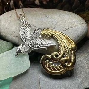 Keltischer Phoenix Halskette Sterlingsilber Mythos Vogel Anhänger 925 mit kostenloser kette - Bild 1 von 10