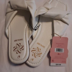 Sandalias para mujer Sam & Libby Tallulah Off White Slides correa torcida calzado plano - Imagen 1 de 3