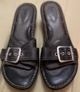 SANDALIAS BØRN - CUERO NEGRO SLIP-ON/SLIDE Mujer Talla 8 - ¡Excelente Estado! - Imagen 1 de 6