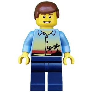 new LEGO Man Minifig - Male Holiday Sunset Palm Trees Vacation Shirt - Picture 1 of 1