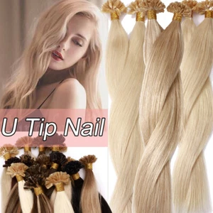 Extensiones de cabello humano Remy punta en U uñas queratina larga pre adherida recta larga 7A// - Imagen 1 de 29