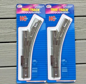 2 ATLAS 1/87 HO TRUE TRACK N/S RAIL MANUAL 22" RADIUS RH SNAP SWITCHES 483 F/S - Picture 1 of 5