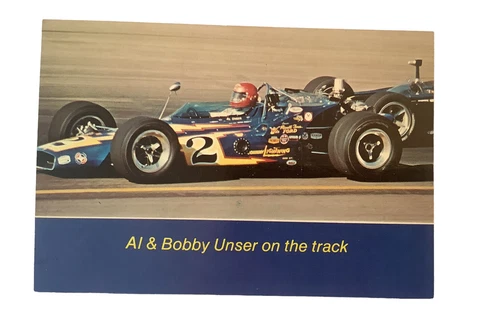 Vintage Pocono Raceway Post Card Al & Bobby Unser on the track Cover