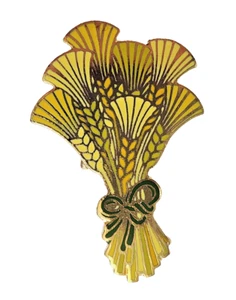 Broche Hallmark PIN Acción de Gracias Vintage GAVILLA DE TRIGO TALLOS Cloisonne - Imagen 1 de 3
