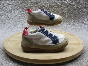 Gap Baby Shoes Infant Boys Size 7 Canvas Red Blue Beige Casual Baby Gap EUC - Picture 1 of 10