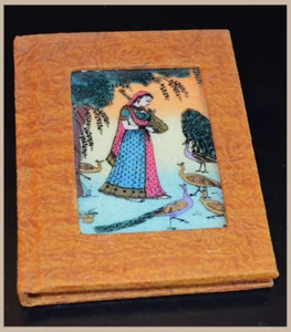 Rubrica telefonica indirizzo pittura pietra preziosa vetro carta riciclata fatta a mano dall'India - Foto 1 di 4