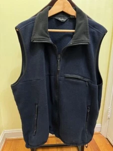 Eddie Bauer Men’s Fleece Polartec Navy Blue Full Zip Vest Jacket size L - Picture 1 of 3