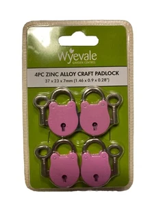4x Mini Schloss Metall Vorhängeschloss Haushalt Basteln Schmuck mit 2 Schlüssel 37x23mm rosa 90er - Bild 1 von 1