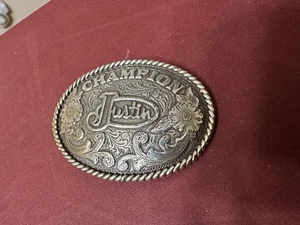 Justin Boots Justin Mutton Bustin' Champion Youth Belt Buckle Vintage 1996 - Picture 1 of 5