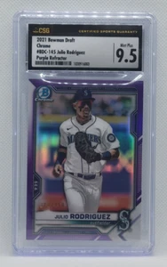 2021 Bowman Draft Chrome Julio Rodriguez Refractor #ed 202/250 CSG 9.5 Mariners - Picture 1 of 2