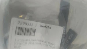 West Elm European Linen Pom Pom Duvet king Duvet frost gray New w/o tag - Picture 1 of 2
