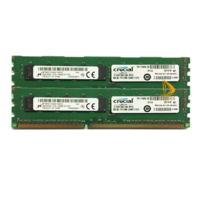 For Micron 2x 8GB 2RX8 10600E DDR3L-1333Mhz 240PIN Desktop ECC Memory RAM DIMM - Image 1 of 4