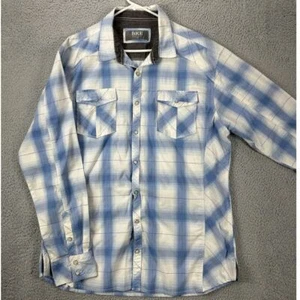 BKE Western Shirt Adult 2XL Blue Plaid Athletic Fit Snap Button Up Cowboy Mens - Picture 1 of 9
