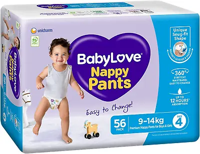Babylove Nappy Pants Size 4 (9-14Kg) | 112 Pieces (2 X 56 Pack) • 89.93$
