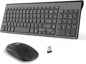LeadsaiL Wireless Keyboard & Mouse Set Combo USB Laptop Computer Mac QWERTY UK - Picture 1 of 13