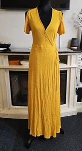 Lulus Wickelkleid Damen Medium Maxikleid gelb V-Ausschnitt geschnittene Ärmel - Bild 1 von 7