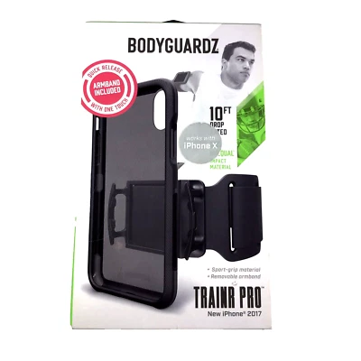 Funda Brazalete BODYGUARDZ Trainer Pro Sport Grip Para iPhone X iPhone XS Gris Negro Foto 1 de 4