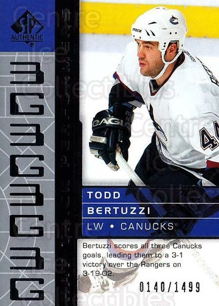 2002-03 SP Authentic #104 Todd Bertuzzi - Image 1 of 1