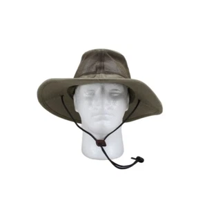 Broner Men's Khaki Cotton Mesh Crown Chin Cord Solarweave Breezer Hat XL - Picture 1 of 9