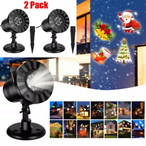 2x LED Christmas Snowflake Projector Lights Outdoor Moving Snow Landscape Decor - Picture 1 of 13
