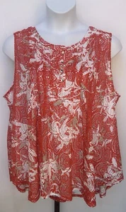 Camicia senza maniche New Directions taglia 3X con finiture in pizzo e bottoni medi. - Foto 1 di 12