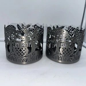 Gufi Bagno e Corpo Lavori Barattolo 3 Stoppini Autunno Portacandele Gufo Set di 2 - Foto 1 di 6