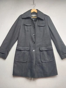 Kenneth Cole Reaction Peacoat Womens Size 8 Black Lined Wool Blend Button Jacket - Picture 1 of 7