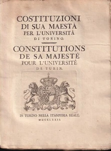 Costituzioni di S.M. per l' Università di Torino - Stamperia Reale 1772 I Edz. - Picture 1 of 7