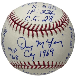 Denny McLain Signed Rawlings ROMLB Baseball w/ Career Stats JSA COA Tigers - Picture 1 of 6