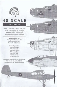 DDK48021 Dutch Decals 1:48 SEAC Liberator / Mosquito / RAAF B-24M / RAF Storch - Picture 1 of 6