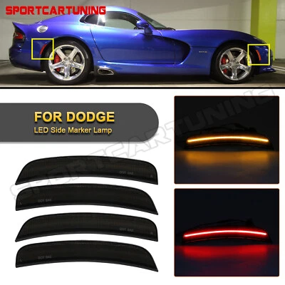 For 2013-2017 Dodge Viper LED Front & Rear Bumper Side Marker Lights Smoked Lens - Image 1 of 4