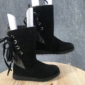 Mukluks Boots Womens 8 Luanna Winter Black Suede Tassel Pull On Mid-Calf Comfort - Picture 1 of 16