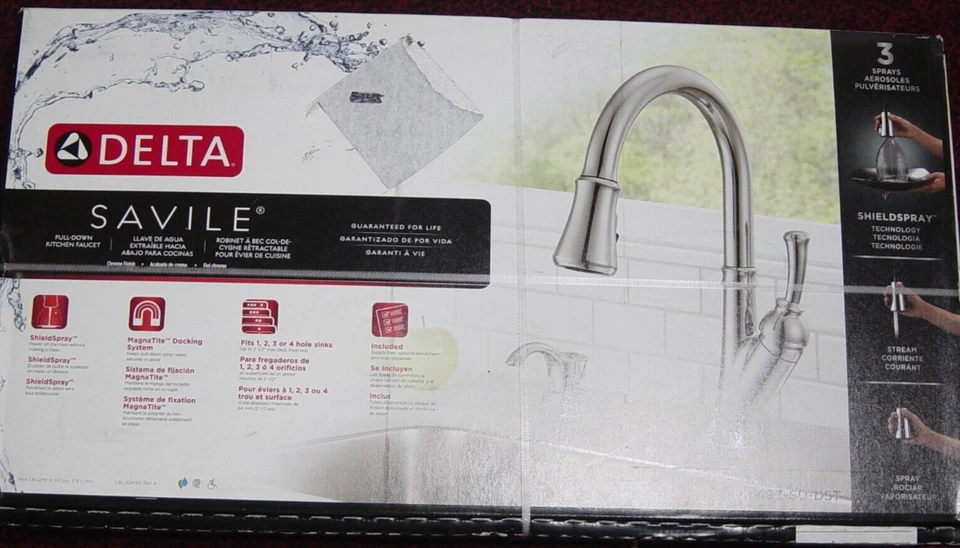 Delta Saville 19949Z-SD-DST Grifo de cocina extraíble con rociador ¡NUEVO! Cromo Foto 1 de 1