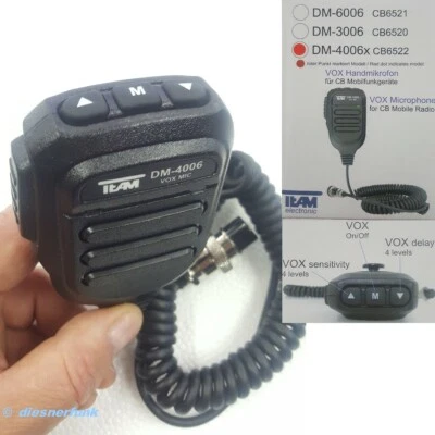 TEAM DM-6006 VOX Handmikrofon für FX-CBMobile CB Funkgerät Freisprechen §23 StVO - Bild 1 von 3