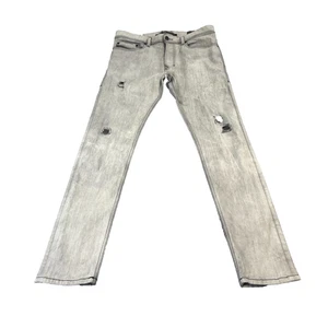 Diesel Tepphar Mens Jeans Slim Skinny 31 30 Distressed DNA Light Grey Stretch - Picture 1 of 13