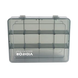 Modern Translucent Grey 12 Grid Plastic Storage Organizer Box, 8.9"L x 7.1"W ... - Picture 1 of 7