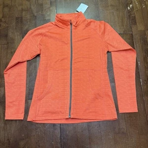 New Page & Tuttle Womens Jacket Small Fleece Full Zip Orange Golf Pockets - Picture 1 of 8