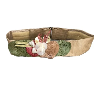 Vintage Tan Woven Belt Shells Adjustable Wide Unique Fashion Size Med/ Large 32” - Image 1 of 4