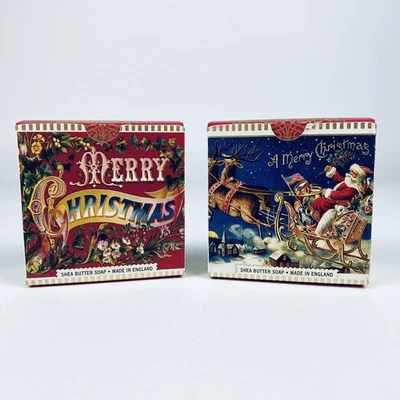 2 Michel Design Works Shea Butter Soaps Merry Christmas 3.5oz Bar Boxed England - Image 1 of 4