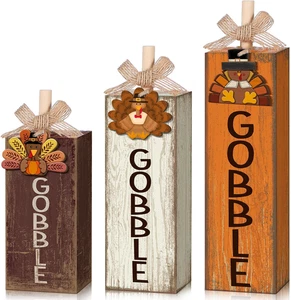 3 PIEZAS Decoración de Mesa de Acción de Gracias, Bloque de Madera Letrero Centros de Mesa con Arcos Pavo  - Imagen 1 de 6