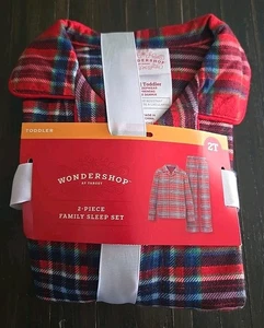 Wondershop Kleinkind Größe 2T Weihnachten 2-teiliges Pyjama-Set rot kariert blau grün weiß - Bild 1 von 4
