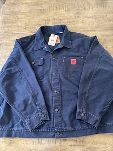 NWT $118 Levi’s Sunrise Trucker Jacket Navy Blue Dyed Aged Distressed XXL Baggy - Picture 1 of 7