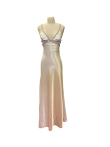 Vintage DJ Nights by Laura Ryner Ivory Metallic Gown With Beaded Straps Empire W - Picture 1 of 9