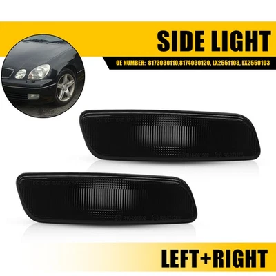 Smoked Front LED White Bumper Side Marker Light Fit 1998-2005 Lexus GS300 Base - Image 1 of 4