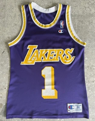 VINTAGE ANTHONY PEELER JERSEY LOS ANGELES LAKERS CHAMPION 1992 LEBRON DONCIC - Image 1 of 4
