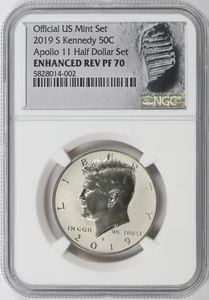 2019-S 50c Kennedy Half Dollar NGC Enhanced Reverse PF70 Apollo 11 Set - Picture 1 of 4