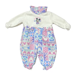 Pagliaccetto vintage Disney bambino Minnie pile 0-6 mesi rosa blu tuta invernale - Foto 1 di 8