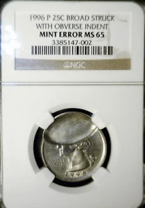 1996 ERROR NGC MS65 INDENT Washington Quarter NICE GEM BU Coin LOT #002 NR - Picture 1 of 4